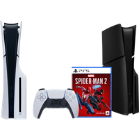Koop PlayStation 5 Slim Disc Edition + Spider-Man 2 + Covers Zwart - 6151116155123
