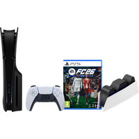 Koop PlayStation 5 Slim Disc Edition + FC 26 + Covers Zwart + Oplaadstation - 6151126217231