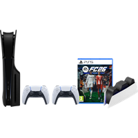 Koop PS5 Slim Disc Edition + FC 26 + Covers Zwart + Extra Controller Wit + Oplaadstation - 6151126221207