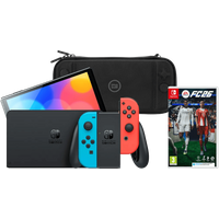 Koop Nintendo Switch OLED Blauw/Rood + EA Sports FC 26 + BlueBuilt Beschermhoes - 6151128544595