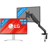 Koop LG 27UP83AK-W + BlueBuilt Monitorarm Gasveer voor 1 Monitor - 6151138821884