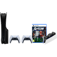 Koop PS5 Slim Disc Edition + FC 26 + Covers Zwart + Extra Controller Wit + Oplaadstation - 6151126221207