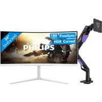 Koop Philips Evnia 34M2C5501A/00 Curved + Vortech Monitorarm met - 6151140385367