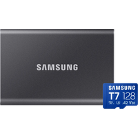 Koop Samsung T7 Portable SSD 2TB Grijs + Samsung MicroSDXC T7 128GB 170MB/s - 6151142279206
